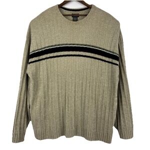 Alexander Lloyd Sweater Men's 3XLT Tan 100% Acrylic Neutrals Strip Pullover Knit